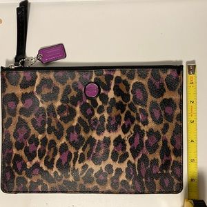 Coach purple clutch 6.5@x10” purple cheetah print